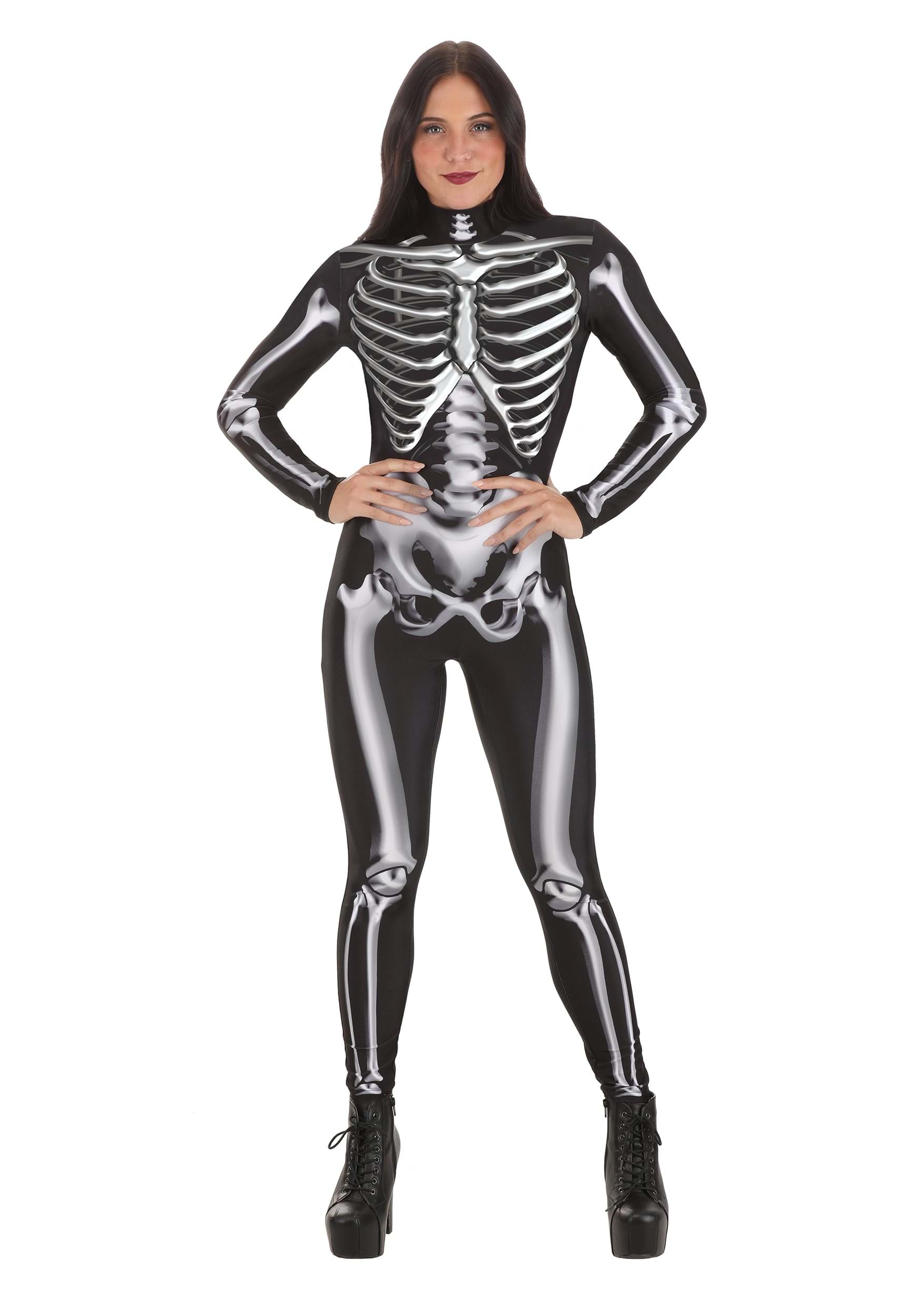 Image of Metallic Silver Skeleton Adult Costume ID FUN2866AD-S