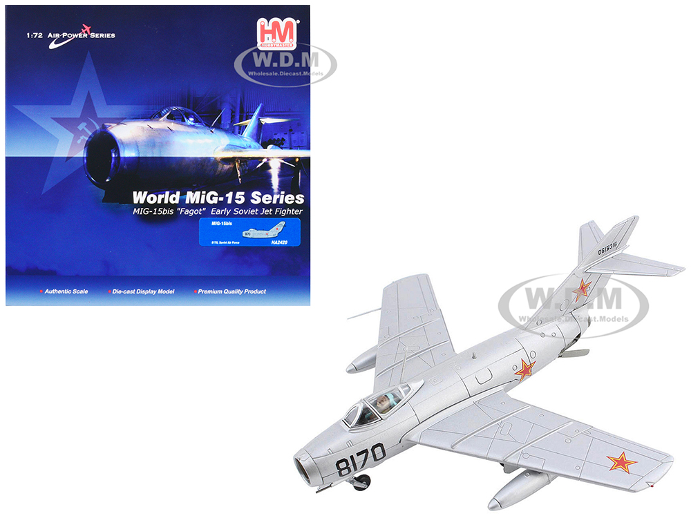 Image of Mikoyan-Gurevich MiG-15Bis Fighter Aircraft "8170 Early Soviet Fighter" Soviet Air Force "Air Power Series" 1/72 Diecast Model by Hobby Master