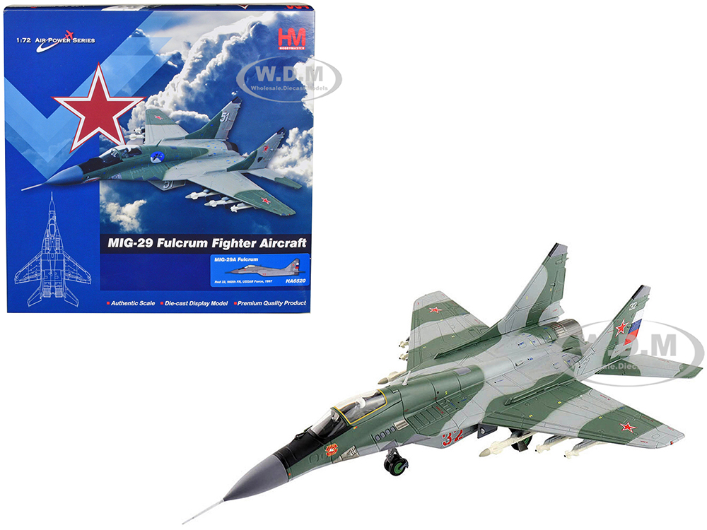 Image of Mikoyan MIG-29A Fulcrum Fighter Aircraft "906th FR USSAR Force" Russian Air Force (1997) "Air Power Series" 1/72 Diecast Model by Hobby Master