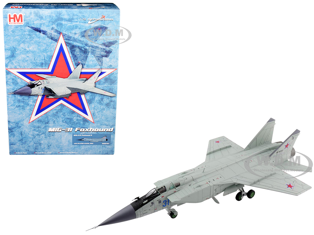 Image of Mikoyan MIG-31K Foxhound D Interceptor Aircraft with KH-47M2 Missile (2022) "Air Power Series" 1/72 Diecast Model by Hobby Master
