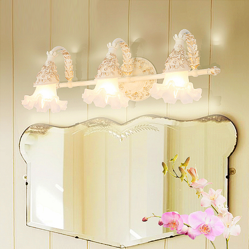 Image of Mirror front light bathroom dressing room led double head wall lamp bedroom study sconce beauty parlor modeling wall lights