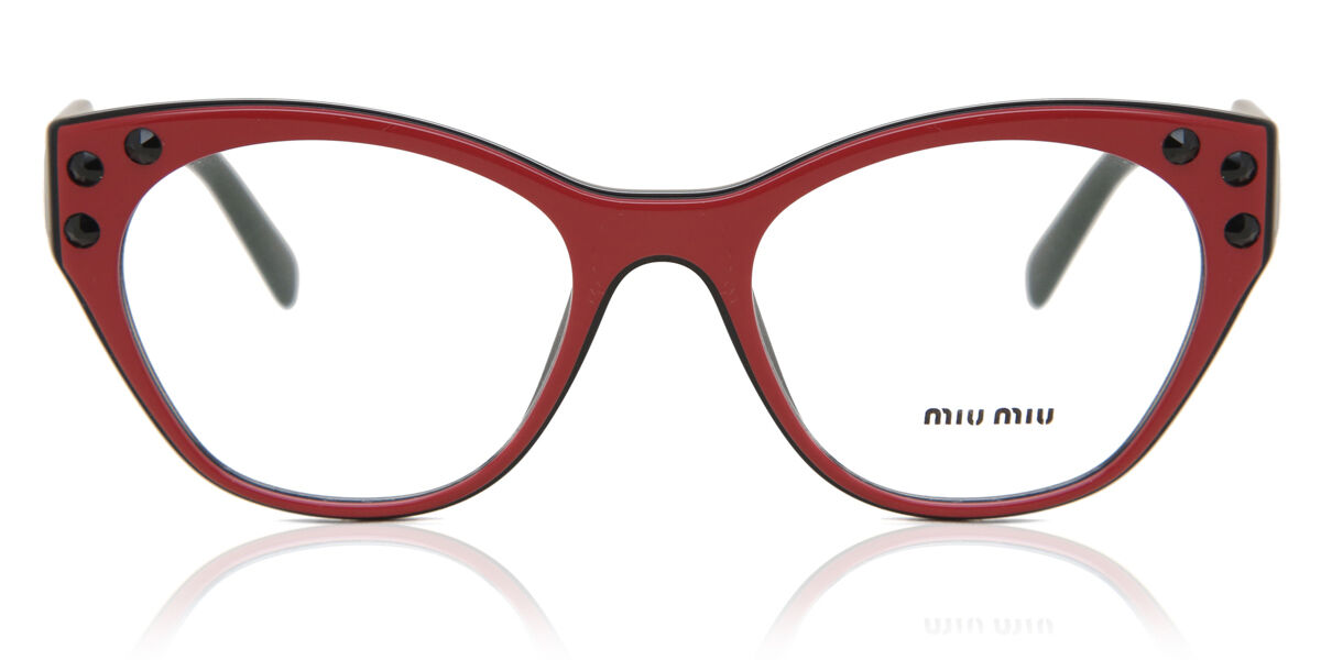 Image of Miu Miu MU02RV 1051O1 Óculos de Grau Vermelhos Feminino PRT