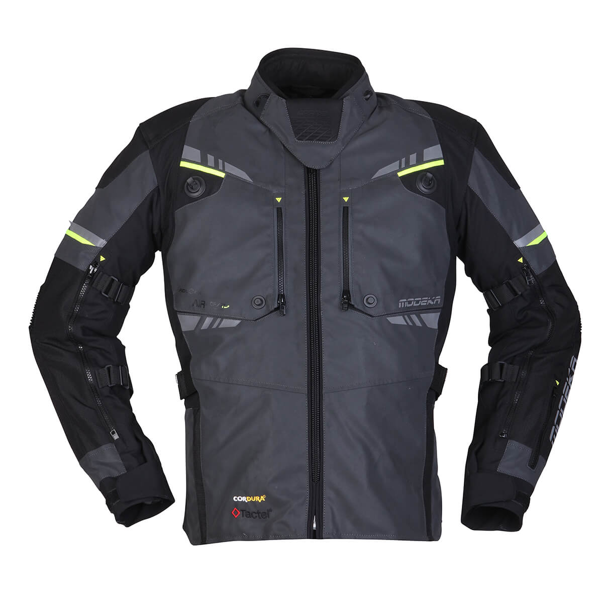 Image of Modeka Taran Flash Jacket Black Dark Gray Yellow Size XL EN