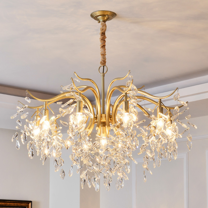 Image of Modern Minimalist Chandelier American Living Room Diningroom Light Creative Art European Bedroom Gold Crystal Chandeliers Lighting
