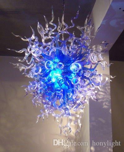 Image of Modern Novelty Pendant Lamps Blue Glass Chandeliers Light LED Bulbs Source Suspension Christmas Light Hotel Home Dinning Room Lighting