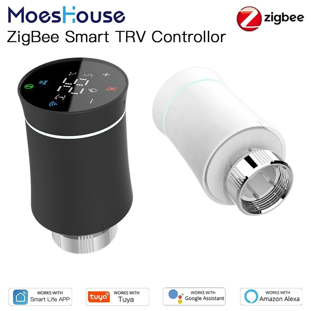 Image of MoesHouse Tuya ZB Thermostat Radiator Actuator Valve Smart Programmable TRV Temperature Controller Alexa Voice Control