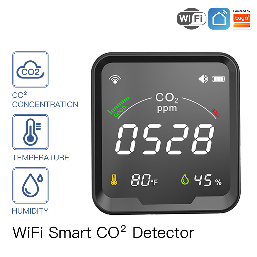 Image of MoesHouse WiFi Tuya Smart CO2 Detector 3 in 1 Carbon Dioxide Detector Air Quality Monitor Temperature Humidity Tester wi