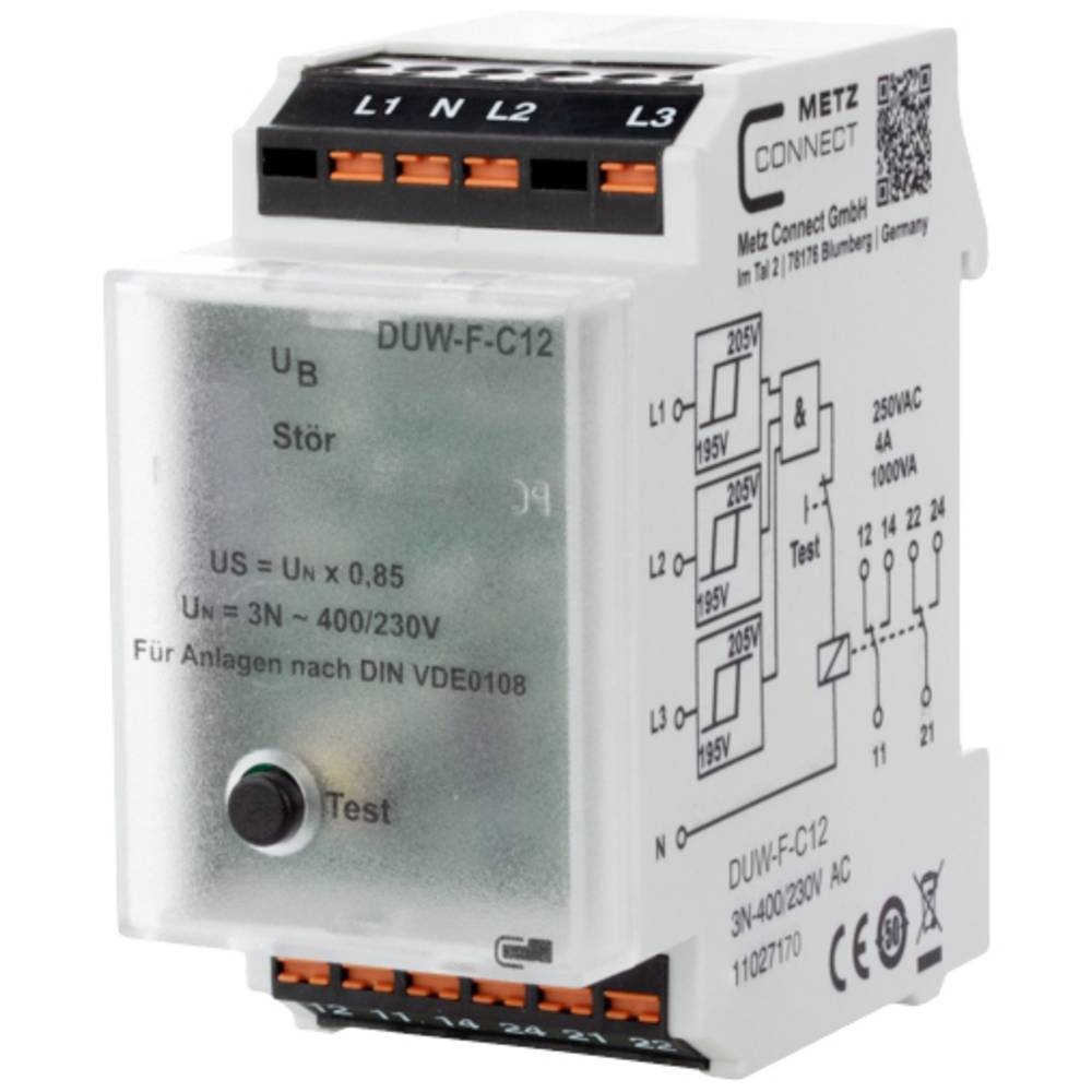 Image of Monitoring relay 230 V AC (max) 2 change-overs Metz Connect 11027170 1 pc(s)