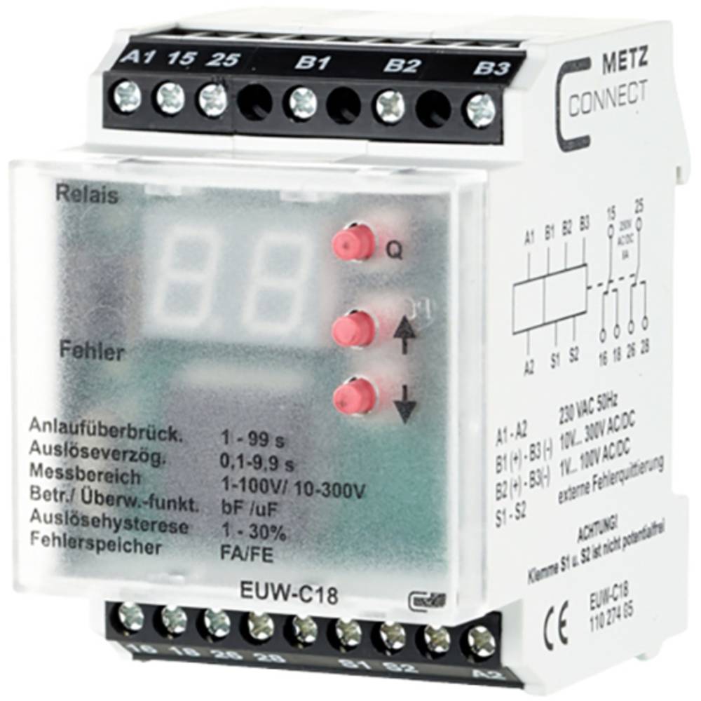 Image of Monitoring relay 230 V AC (max) 2 change-overs Metz Connect 11027405 1 pc(s)