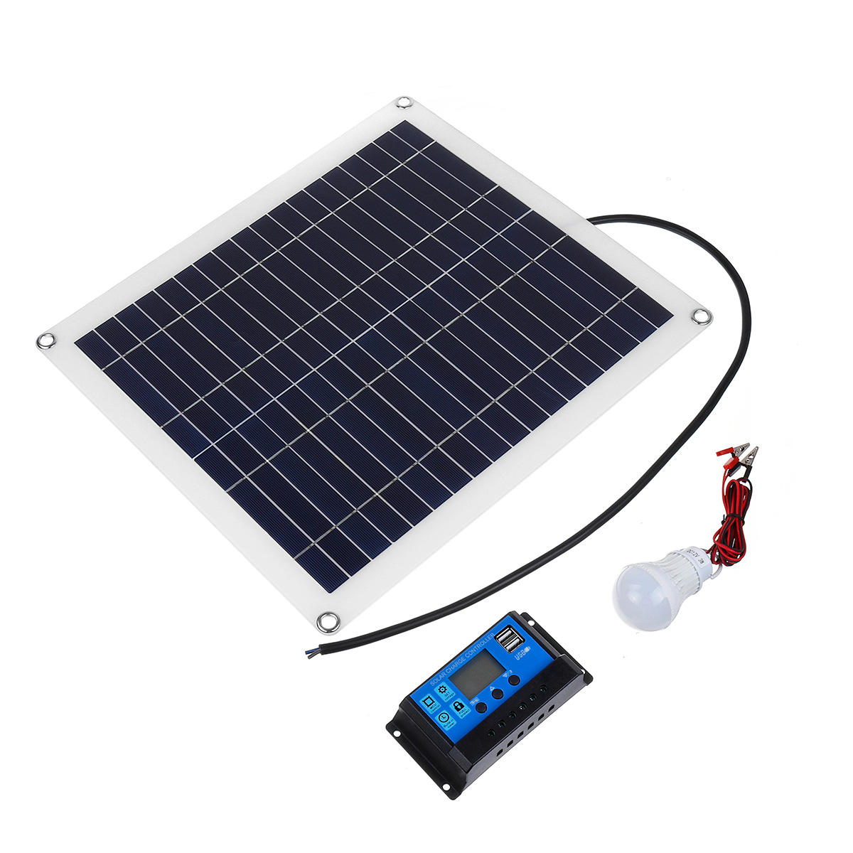 Image of Monocrystalline Solar Panel Solar Powered Panel Kit 2Pcs 5W Bulb With 10A Solar Controller