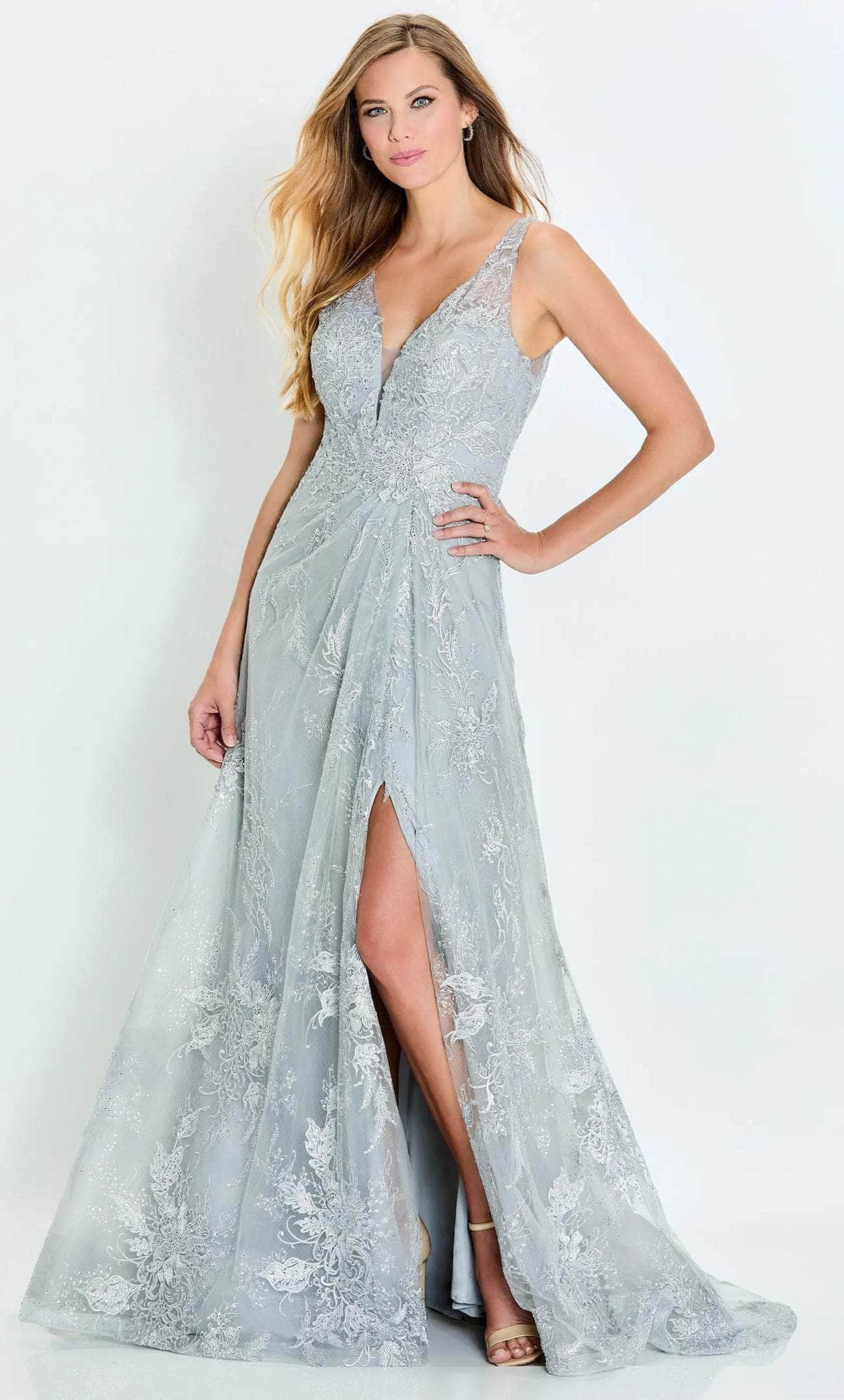 Image of Montage by Mon Cheri M527 - Plunging V-Neck Lace Prom Gown