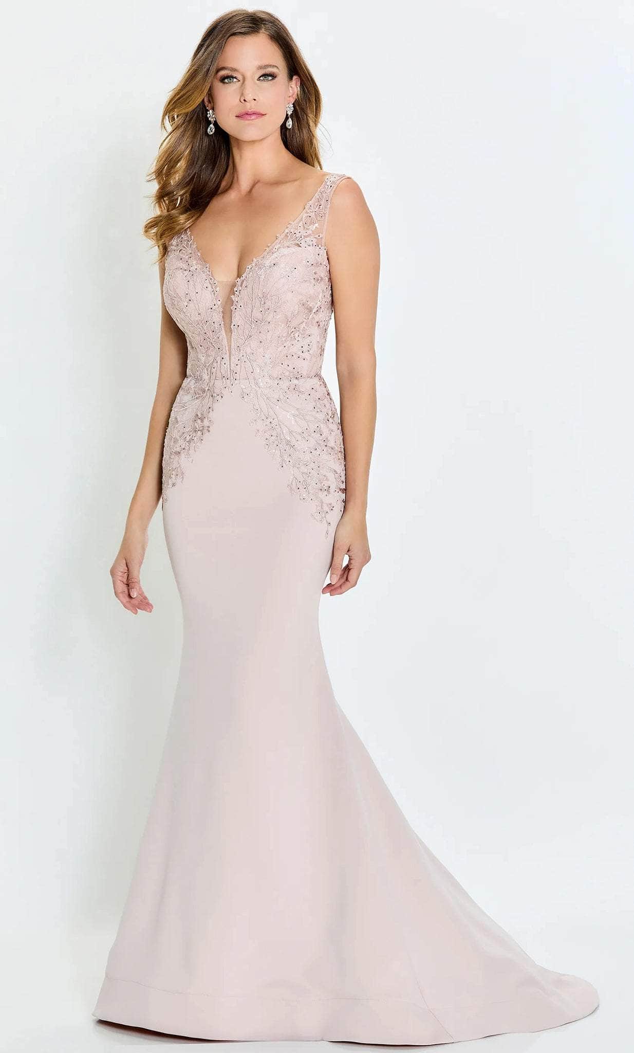 Image of Montage by Mon Cheri M528 - Appliqued V-Neck Mermaid Prom Gown