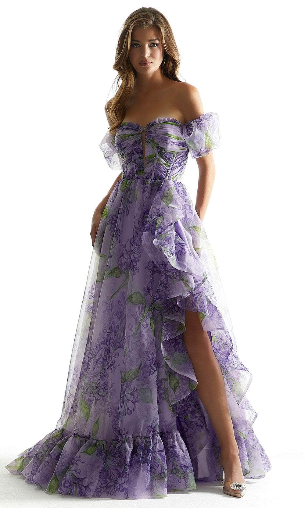 Image of Mori Lee 49007 - Strapless Floral Printed Prom Gown
