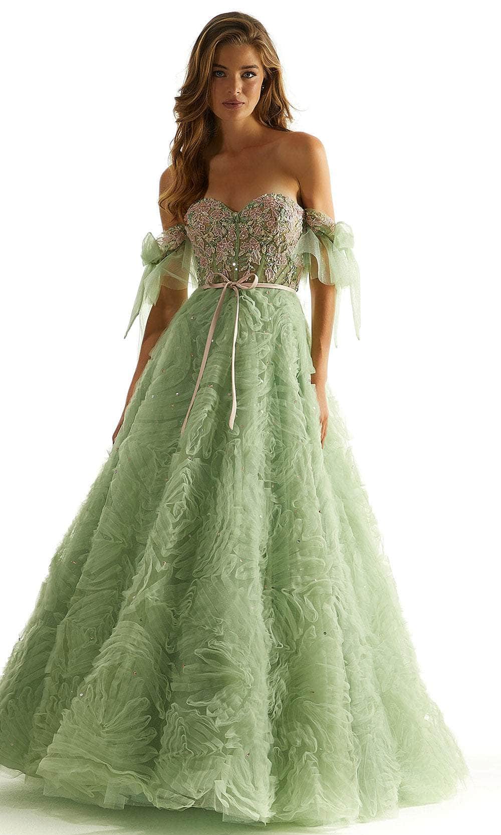 Image of Mori Lee 49068 - Floral Ruffle Prom Dress