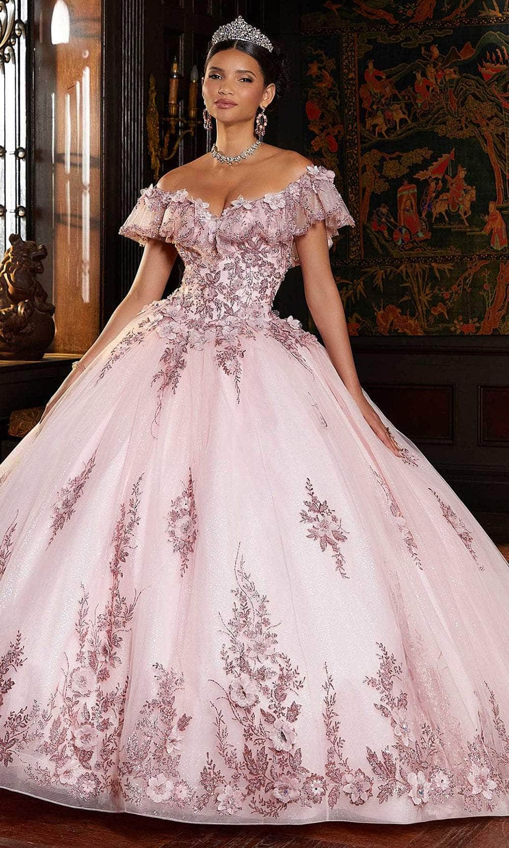 Image of Mori Lee 89333 - Flutter Off Shoulder Bow Ballgown