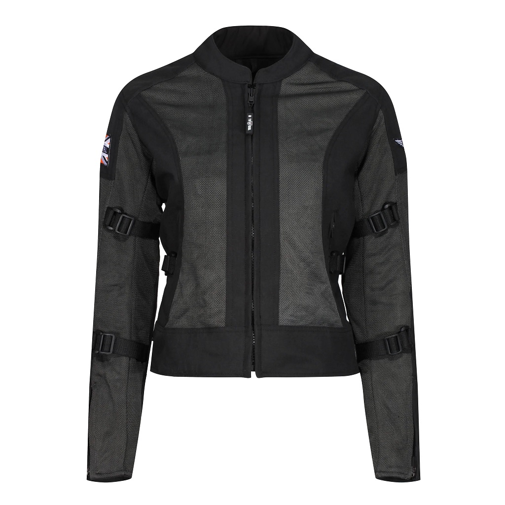 Image of Motogirl Jodie Mesh Schwarz Grau Jacke Größe S