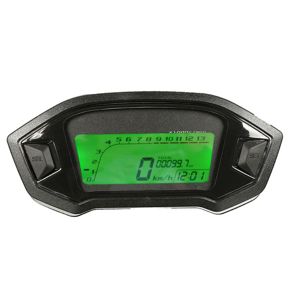 Image of Motorcycle Digital Odometer Speedometer Tachometer Gauge LCD Odometer 7 Colors Backlight