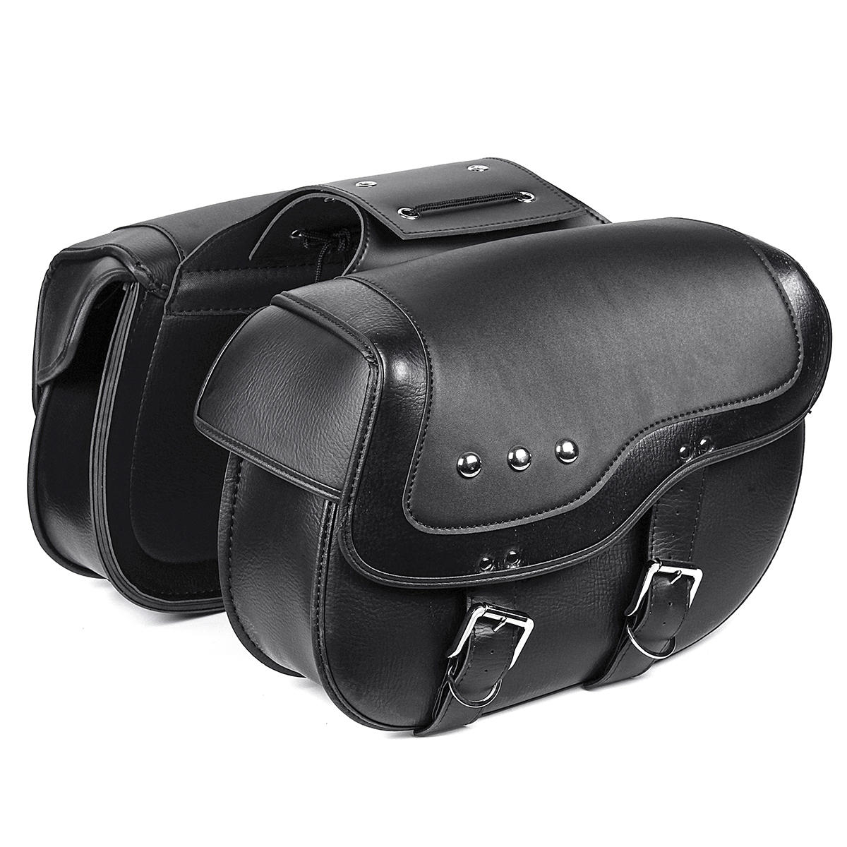 Image of Motorcycle PU Leather Luggage Saddlebags Black For Sportster XL883 1200