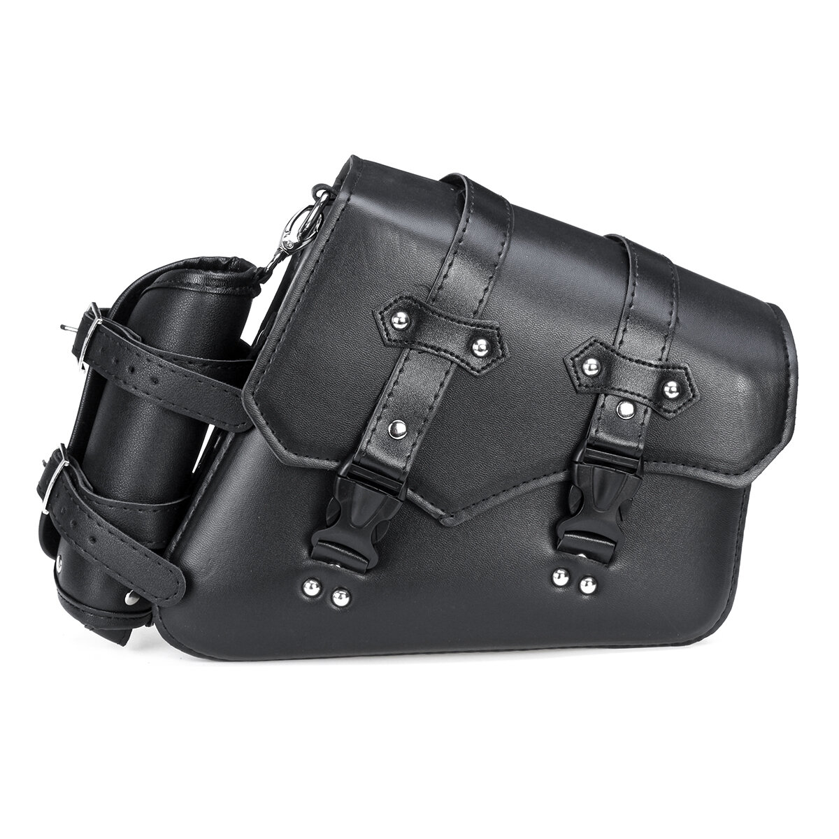 Image of Motorcycle Saddle Bag PU Leather Waterproof Saddlebags Black Left/Right Side For Harley Davidson Universal