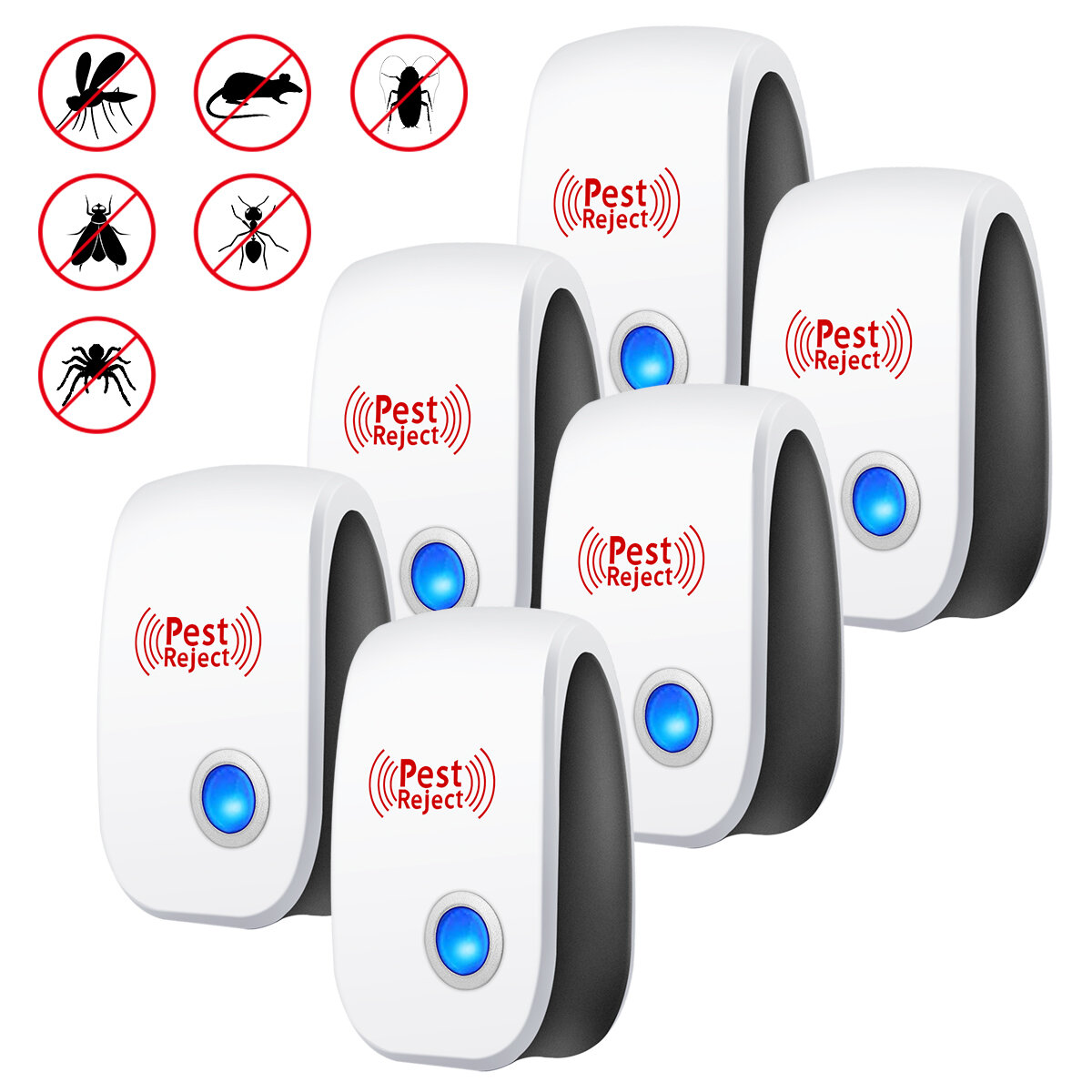 Image of Multi-function Ultrasonic White Mosquito Repellent Blue Night Light Pests Repellent