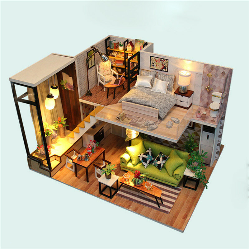 Image of Multi-style 3D Wooden DIY Assembly Mini Doll House Miniature with Furniture Educational Toys for Kids Gift