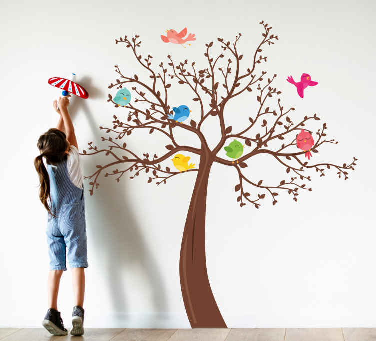 Image of Mural habitación infantil Diseño colorido del árbol
