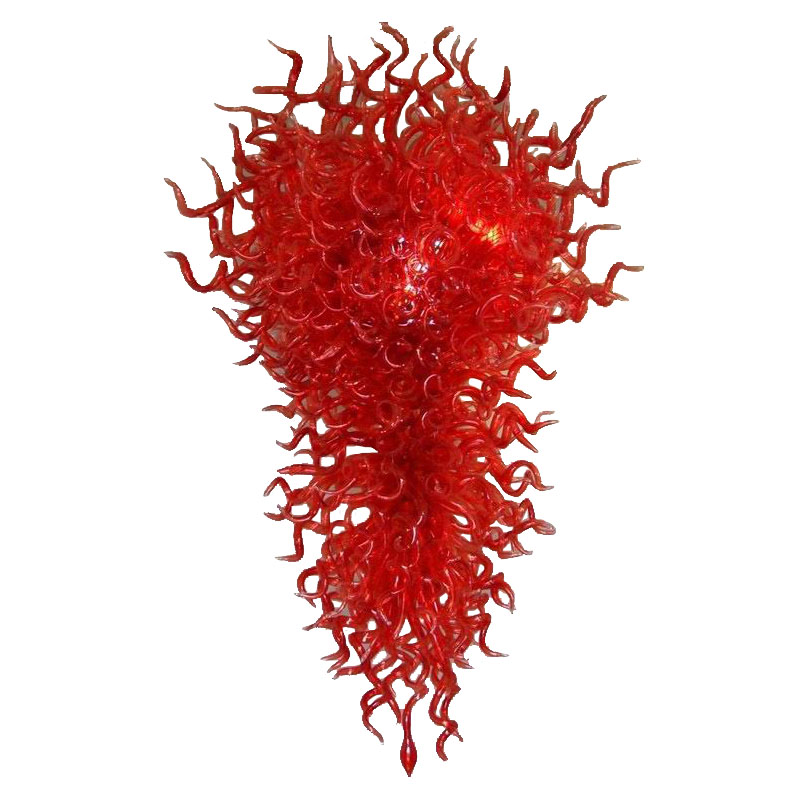 Image of Murano Style Glass Pendant Lamps Large Hotel Home Decorative Chandeliers Red Color LED Hand Blown Glass Art Chandelier Lighting