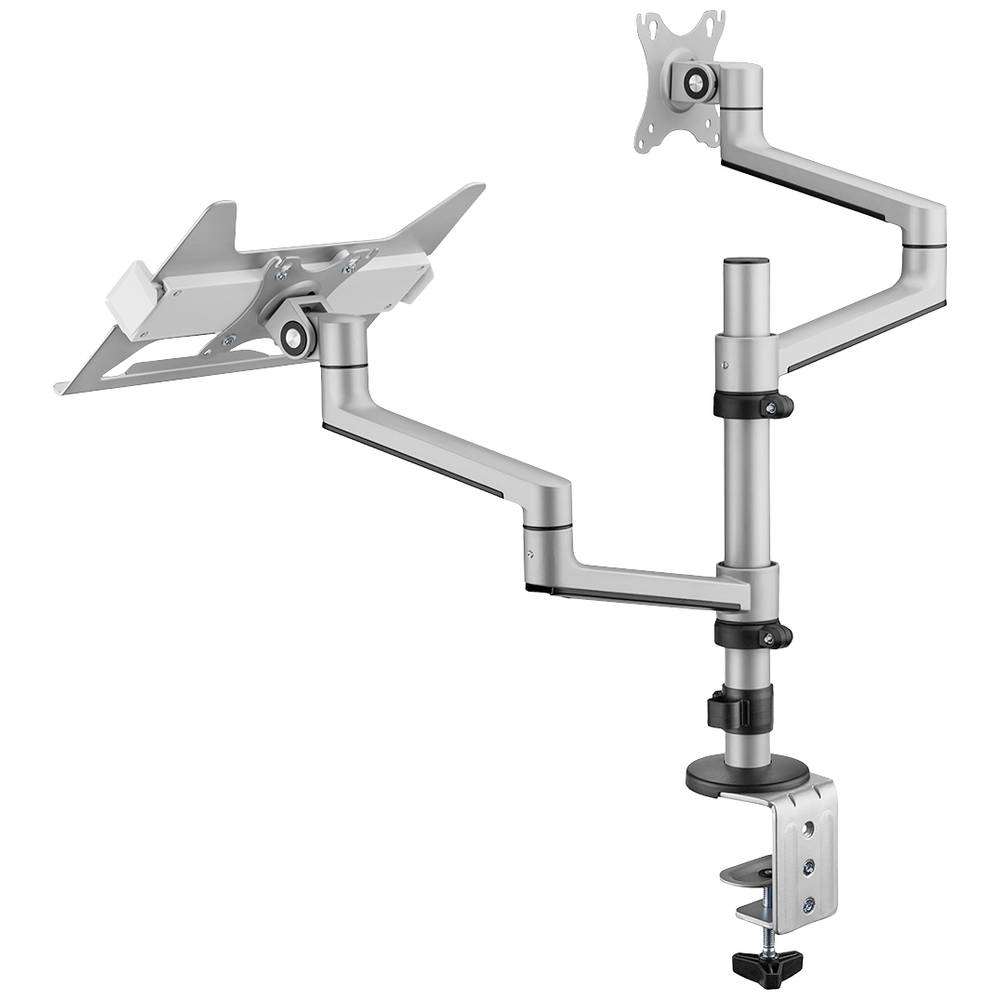 Image of My Wall HL52L 1x Monitor desk mount 432 cm (17) - 813 cm (32) Silver Height-adjustable Rotatable Laptop tray