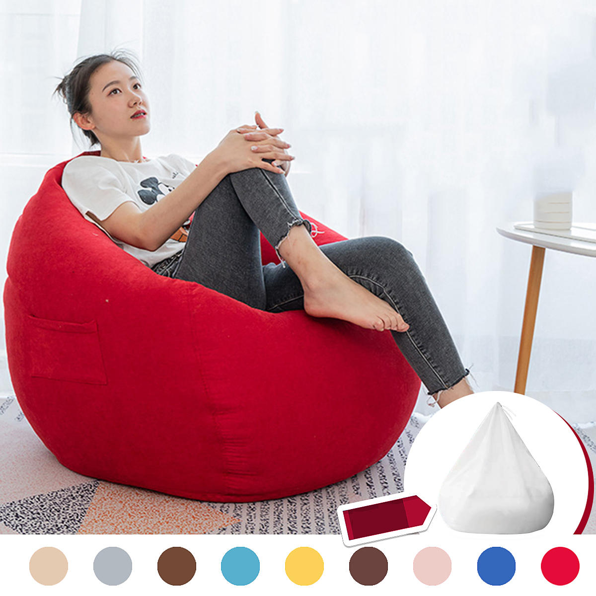 Image of NESLOTH 90*110cm Soft Bean Bag Chairs Couch Sofa Cover Indoor Lazy Sofa For Adults