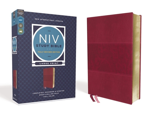 Image of NIV Study Bible Fully Revised Edition Large Print Leathersoft Burgundy Red Letter Comfort Print