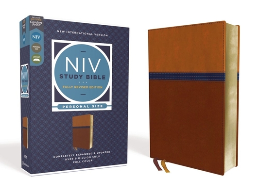 Image of NIV Study Bible Fully Revised Edition Personal Size Leathersoft Brown/Blue Red Letter Comfort Print