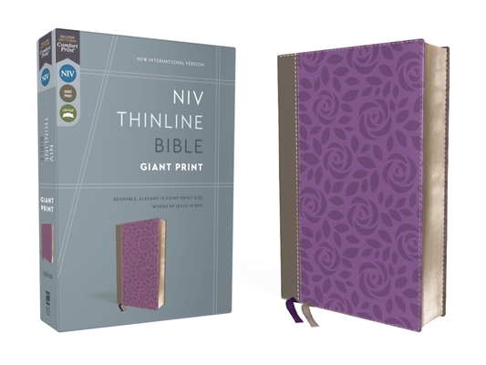 Image of NIV Thinline Bible Giant Print Imitation Leather Gray/Purple Red Letter Edition