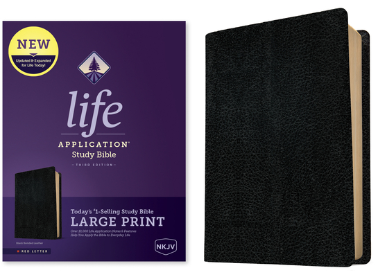 Image of NKJV Life Application Study Bible Third Edition Large Print (Bonded Leather Black Red Letter)
