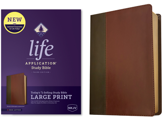 Image of NKJV Life Application Study Bible Third Edition Large Print (Leatherlike Brown/Mahogany Red Letter)