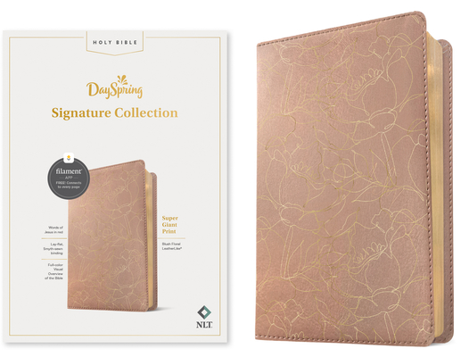 Image of NLT Super Giant Print Bible Filament-Enabled Edition (Leatherlike Blush Floral Red Letter): Dayspring Signature Collection