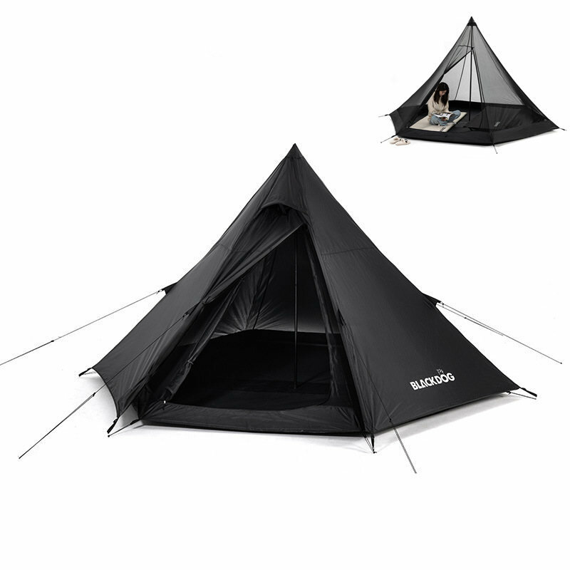 Image of Naturehike BlackDog Hexagonal Pyramid Tent Outdoor Camping 3-4 People Large Space Nature hike Camp Tourist Dinner Picnic