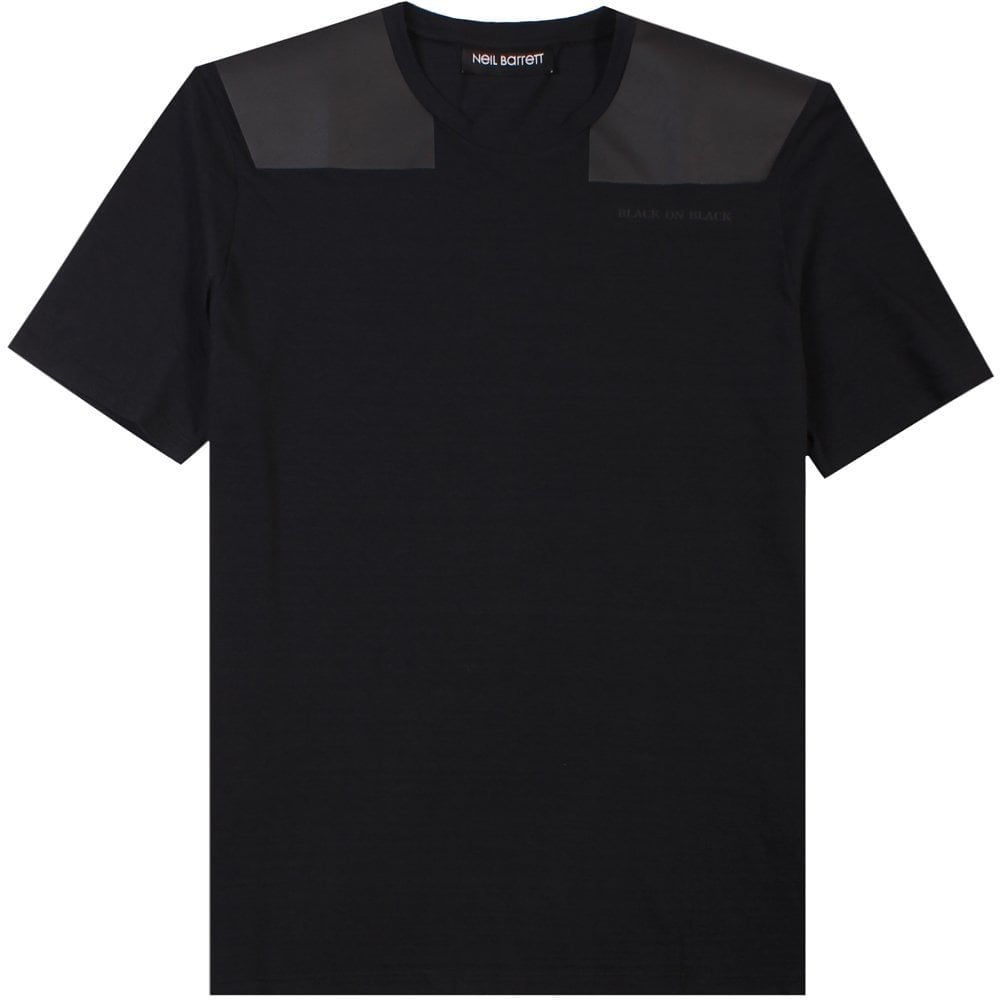 Image of Neil Barrett Men's Leather Patch T-shirt Black S