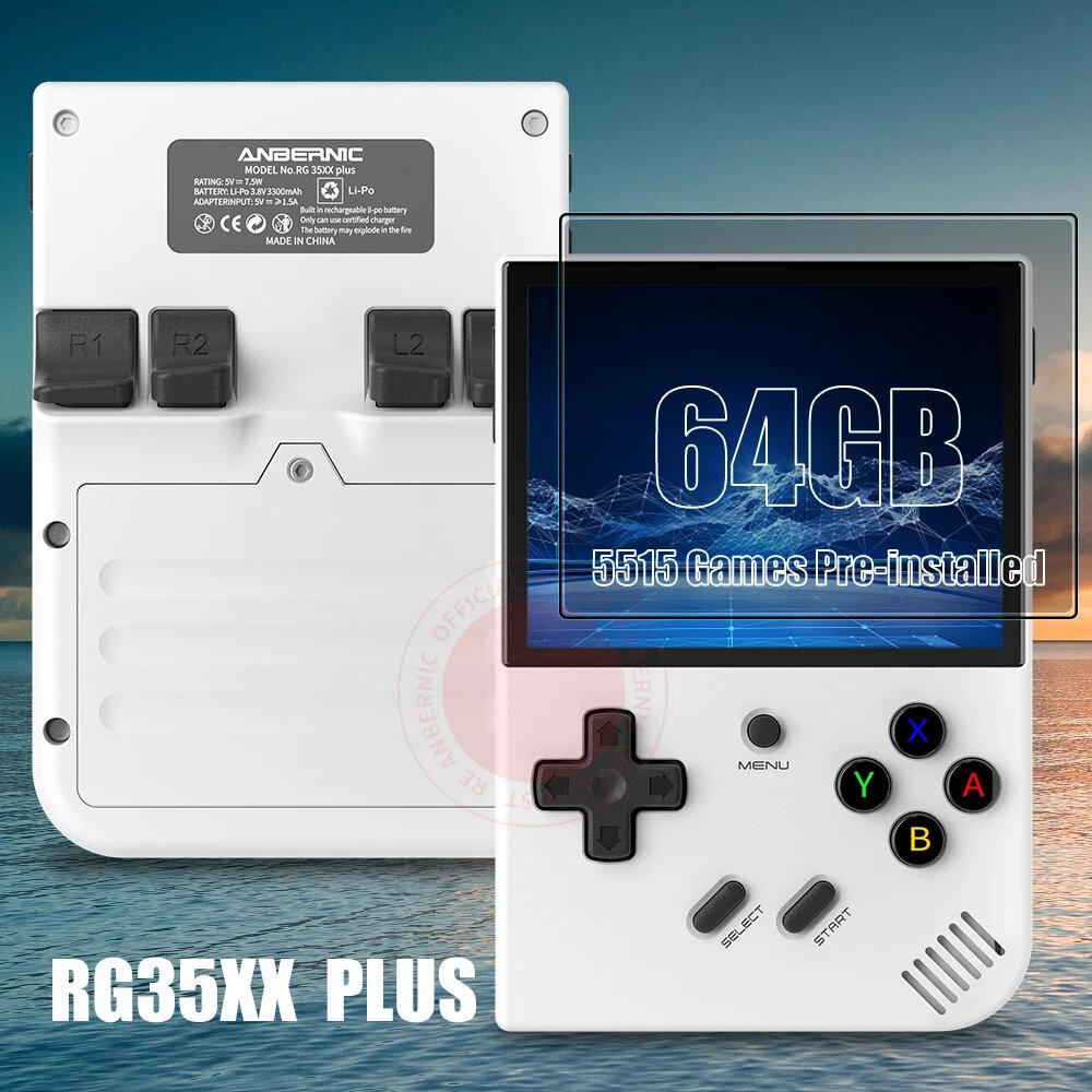 Image of New ANBERNIC RG35XX Plus Retro Handheld Game Console Built-in 64G TF 5000+ Classic Games Support HDTV Portable For Trave