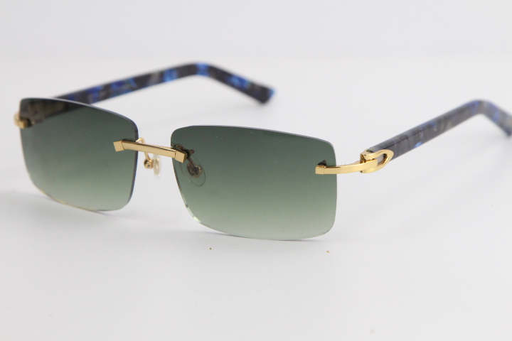 Image of New Fashion Rimless Marble Blue Plank Sunglasses 8200757 High Quality Driving Eyewear Designer Mens Women Luxury Sunglasses