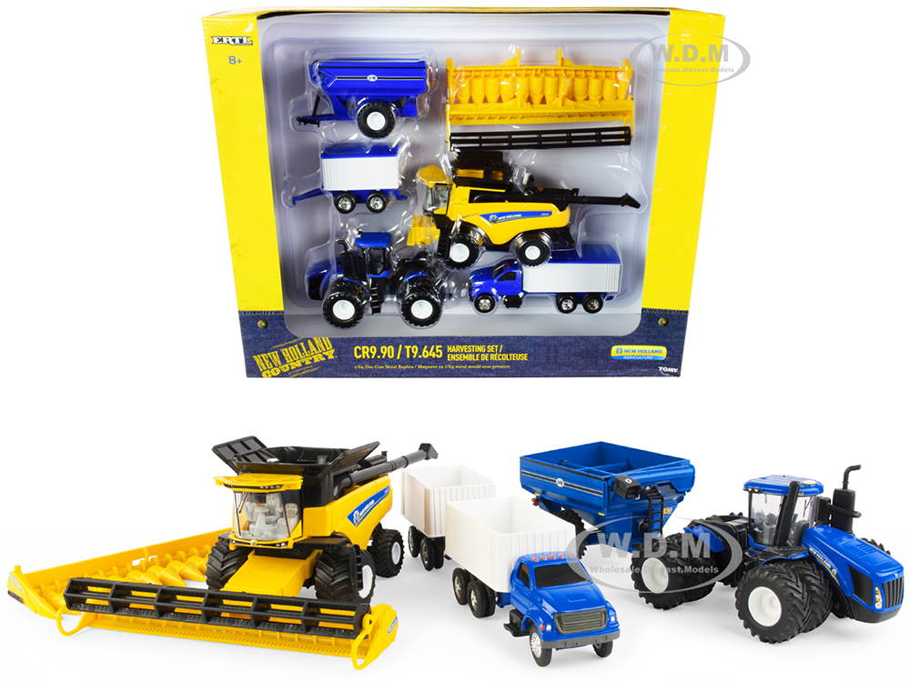 Image of New Holland Harvesting Set of 7 pieces "New Holland Agriculture" Series 1/64 Diecast Models by ERTL TOMY