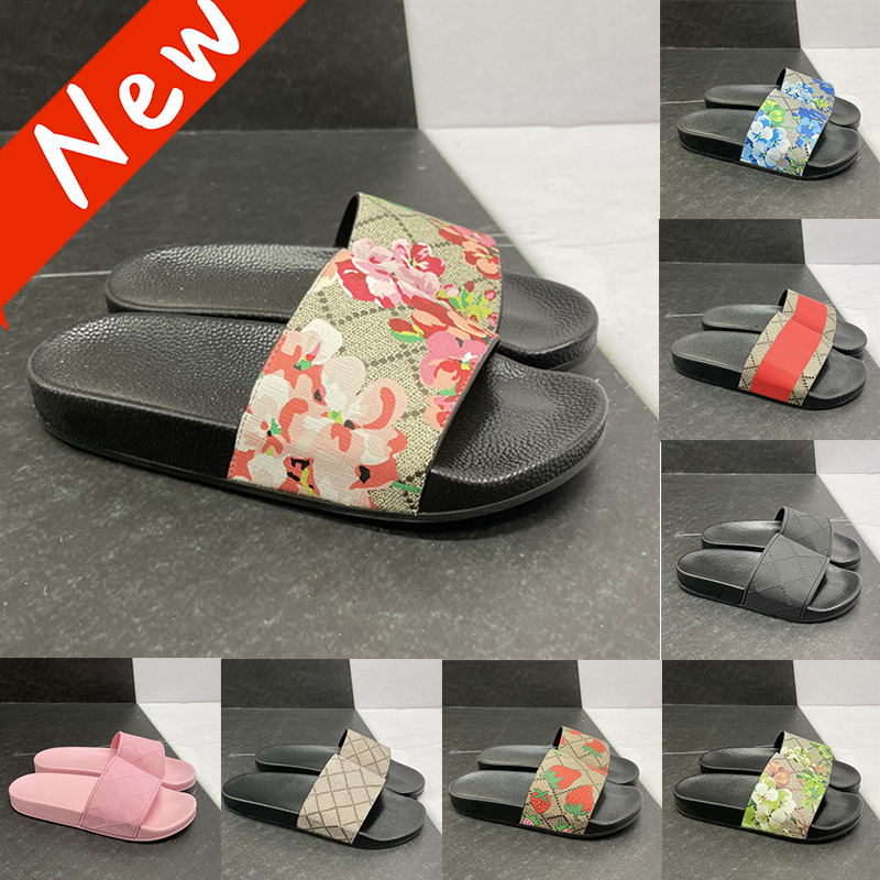 Image of New Slides designer women sandals Men Rubber Slide Slippers With box flat slipper floral Fashion Summer outdoor shoe womens sliders man show