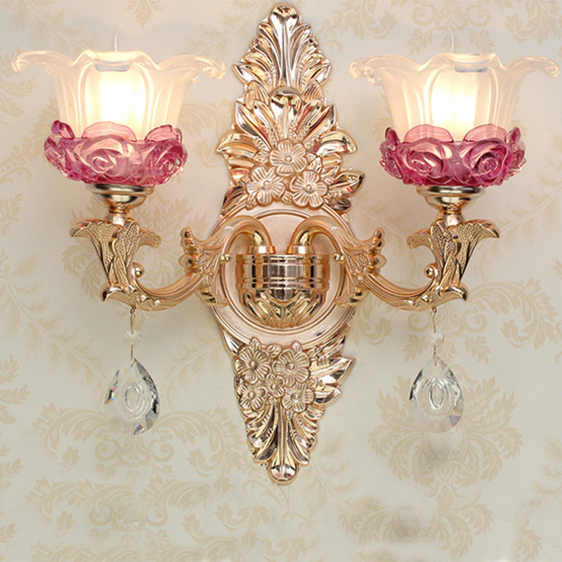 Image of New zinc alloy crystal wall lamp restaurant living room background wall lamps villa complex tower stair light hotel hall clothing store lights