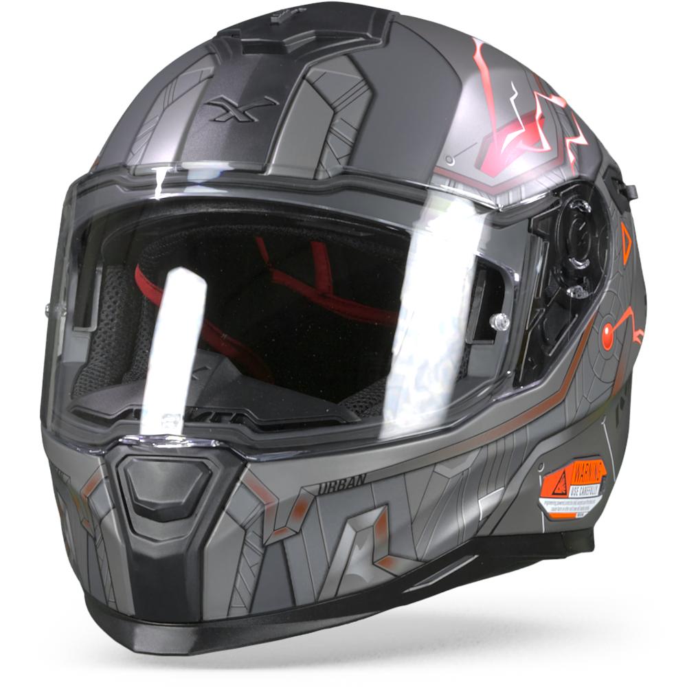 Image of Nexx SX100 Gigabot Grey Red Matt Full Face Helmet Size S EN