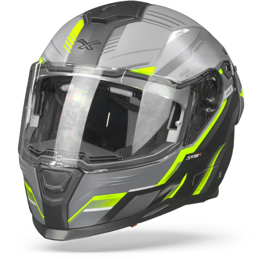 Image of Nexx SX100R Gridline Grey Neon Matt Full Face Helmet Size 2XL EN