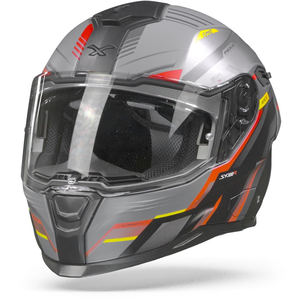 Image of Nexx SX100R Gridline Grey Red Matt Full Face Helmet Size S EN