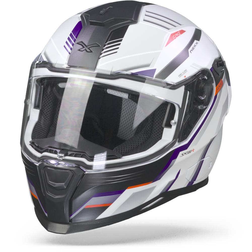 Image of Nexx SX100R Gridline White Blue Matt Full Face Helmet Size 2XL EN