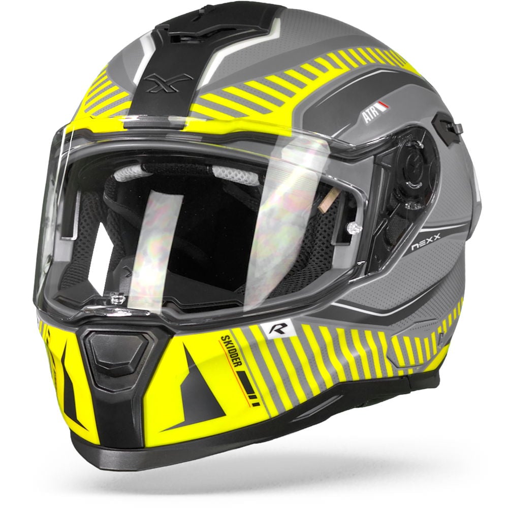 Image of Nexx SX100R Skidder Yellow Grey Matt Full Face Helmet Size XS ID 5600427101189