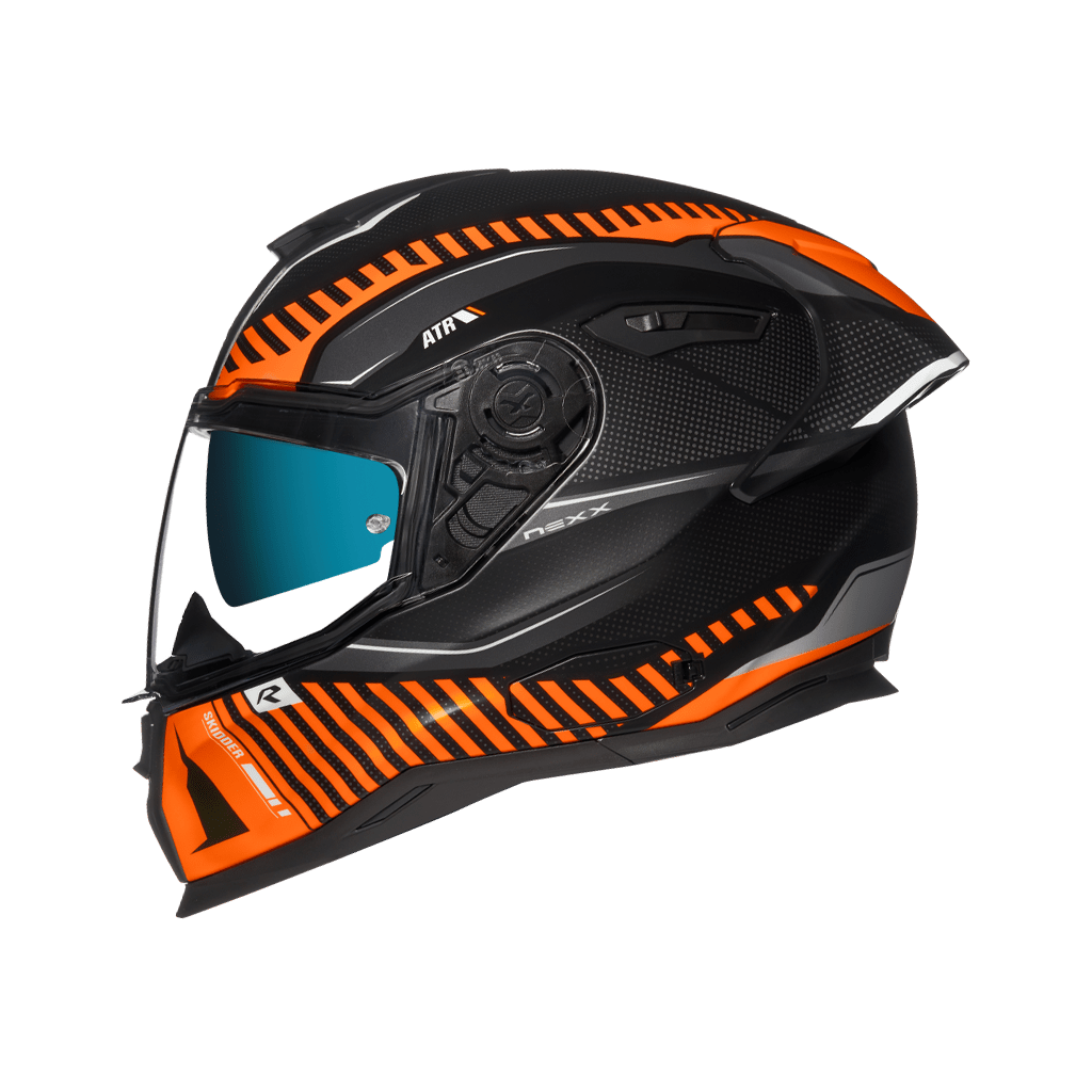 Image of Nexx Sx100R Skidder Orange Black Matt Full Face Helmet Size S EN