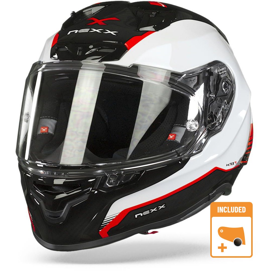 Image of Nexx XR3R Carbon White Red Full Face Helmet Size XL ID 5600427098816