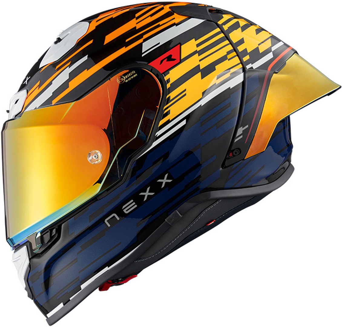 Image of Nexx XR3R Glitch Racer Orange Blue Full Face Helmet Size S EN